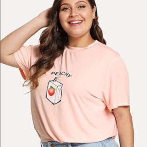 SHEIN Plus Graphic Print Peach Tee